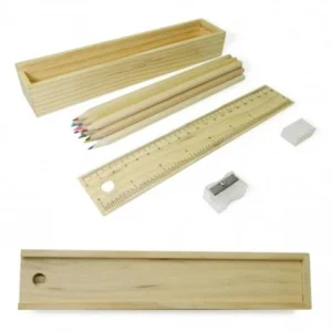 Kit Escolar Caja En Madera
