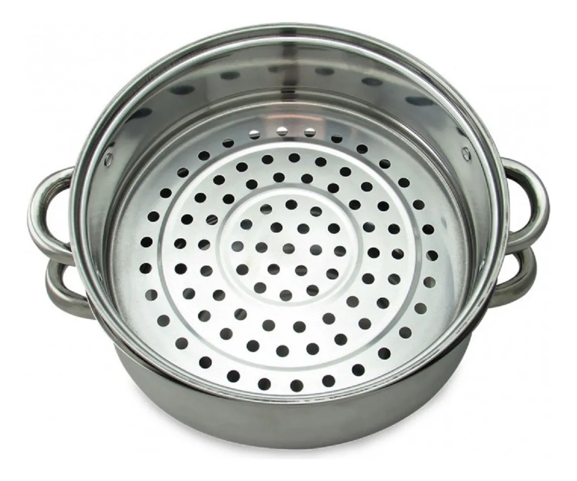 Olla Vaporera Acero Inoxidable Tapa Vidrio X 3 Unidades Plateado