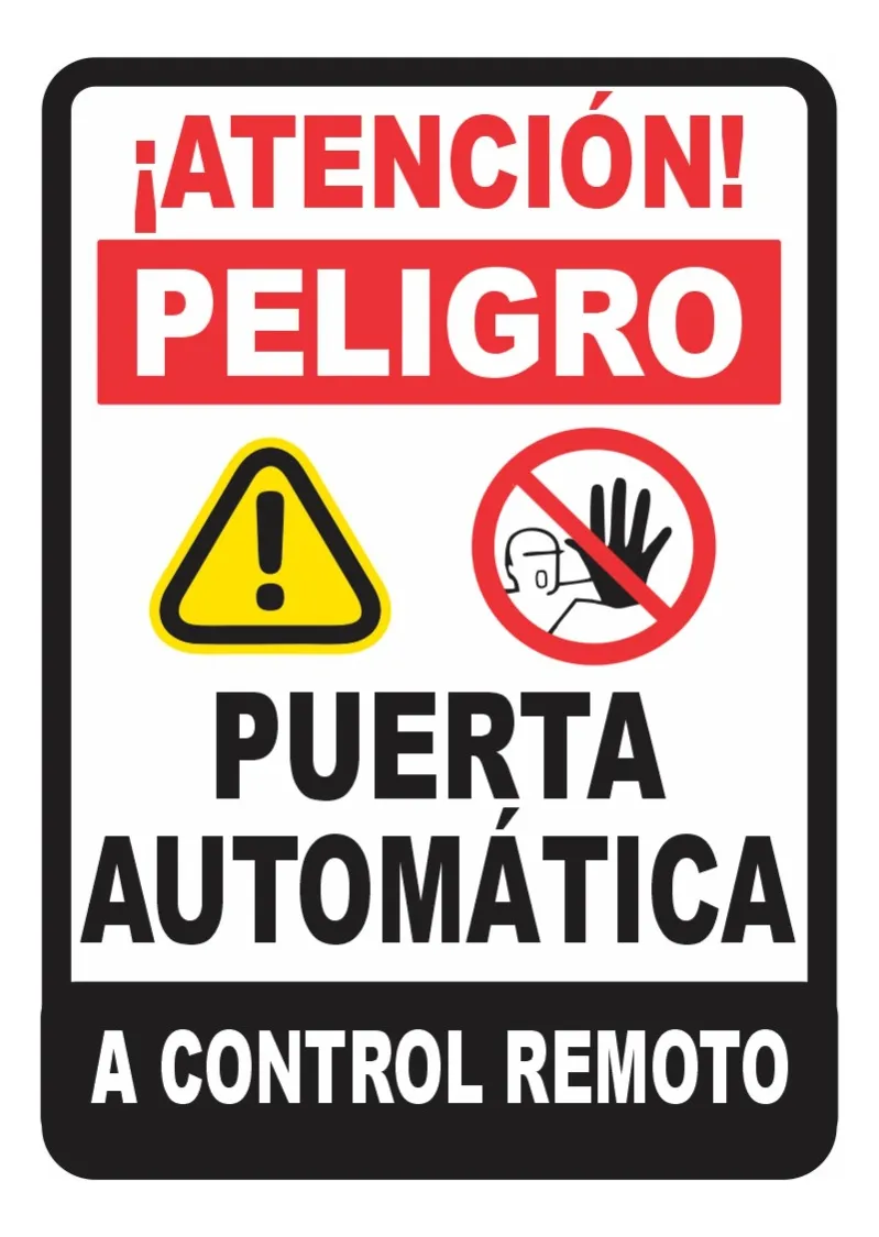 Señalización Aviso Metálico Puerta Automática 20x15 Cms