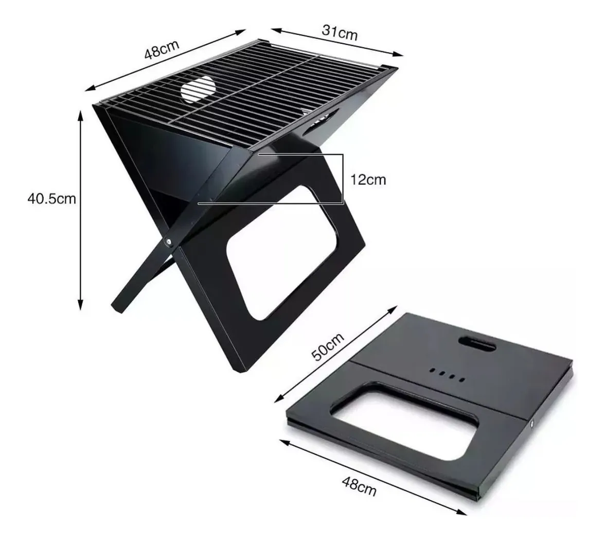 Parrilla Asador Plegable Portátil Bbq Camping Metal Negro Negro - Image 3