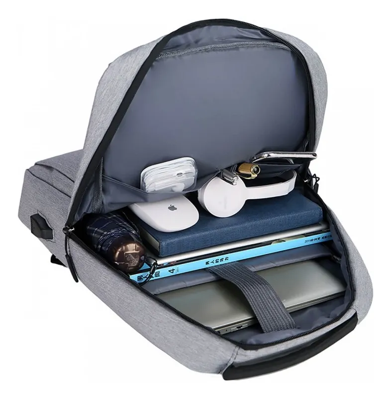 Morral Maleta Laptop Puerto Usb Tok Urbano Universidad Gris - Image 3