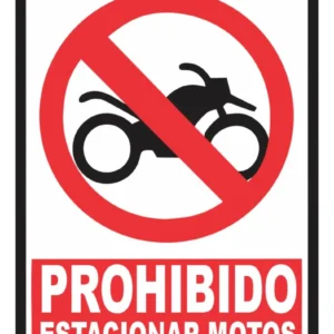 Señalización Aviso Prohibido Estacionar Motos 20×15 Cms