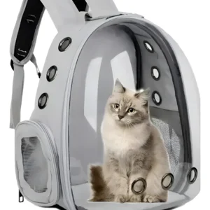 Bolso Morral Transportador Mascota Perro O Gato Mochila Gris