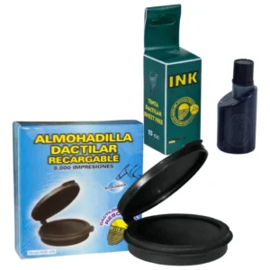 Almohadilla Dactilar Redonda + Tinta 8000 Impresiones