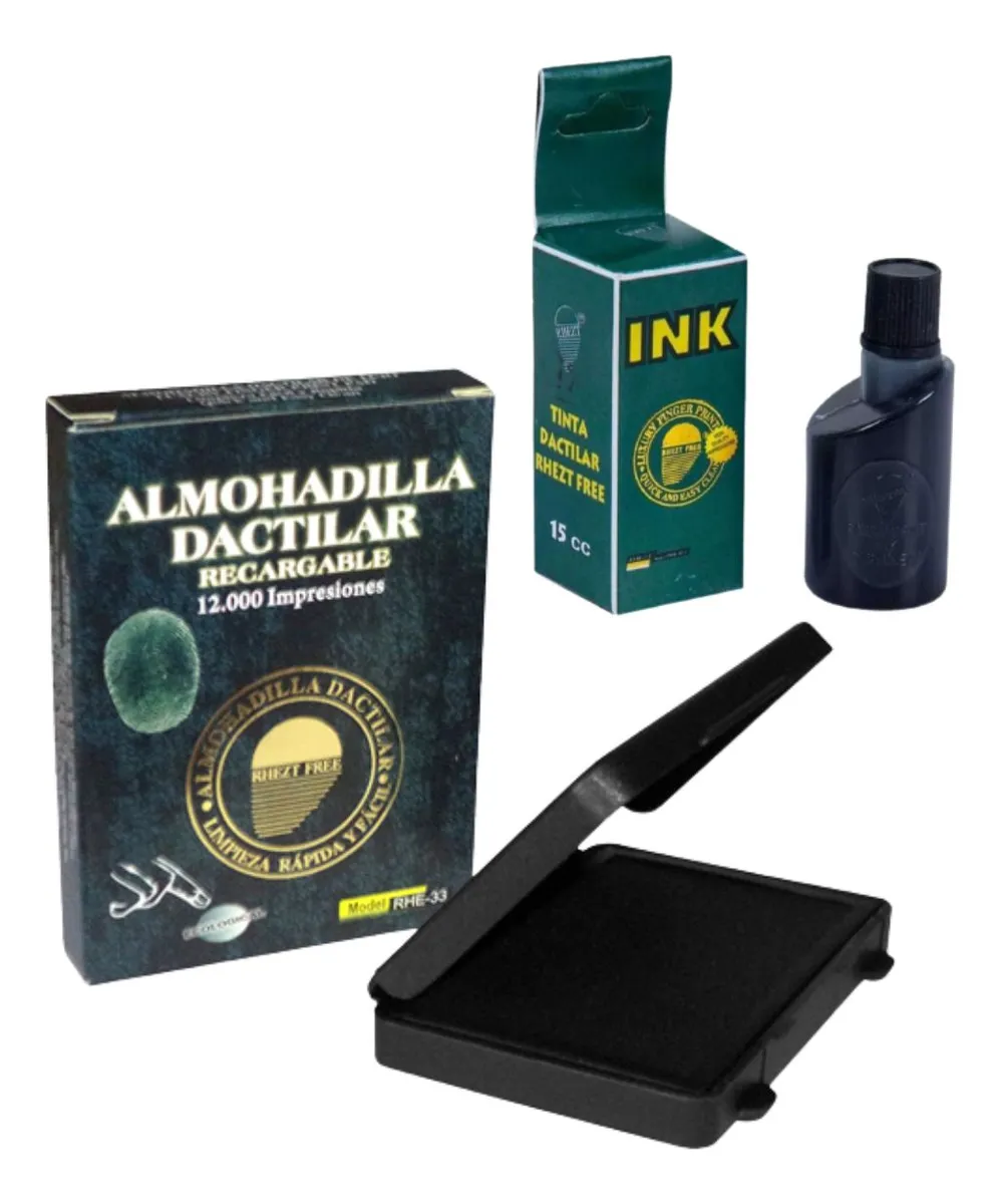 Almohadilla Dactilar Rectangular + Tinta 12000 Impresiones