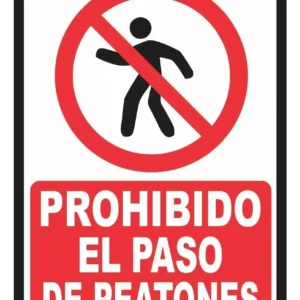 Señalización Aviso Prohibido Paso Peatones 20×15 Cm Rojo
