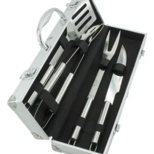 Set Parrilla Bbq 4 Piezas Con Maletin Kit Asados Parrillero
